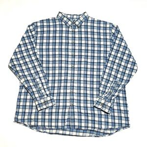 Cabelas Flannel Shirt Mens‎ 3XL Blue Plaid Long Sleeve Button up Casual Collared